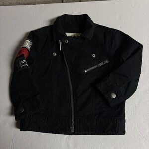 77 Kids by American Eagle Baby Toddler Biker‎ Jacket Moto Patches 18-24 Months